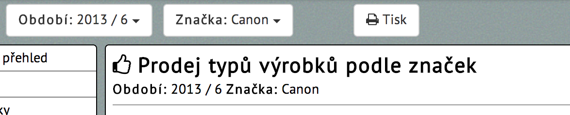 Parametry v záhlaví přehledu