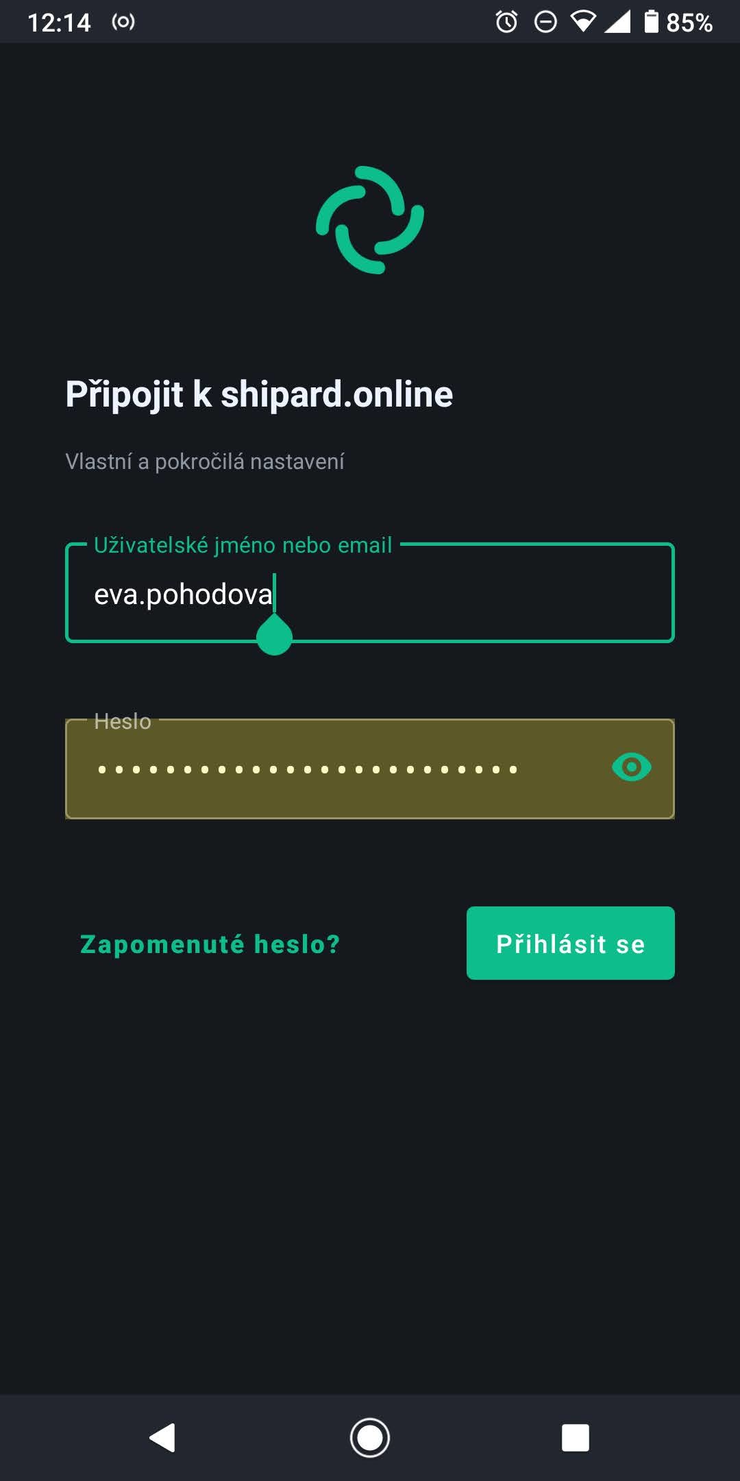 Přihlašovací údaje